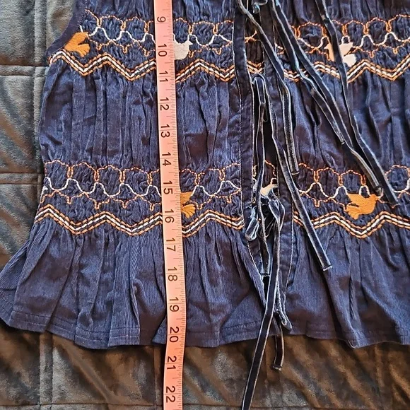 NWT! Free People Terra Smocked Maxi Skirt Set (M), Blue, Corduroy - Picture 13 of 16